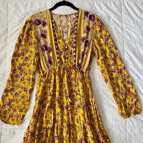 Long Sleeve Yellow Floral Maxi Dress from Shein with Purple Detail - Picture 14 of 14
